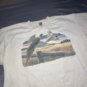 VTG Fruit of the Loom T-Shirt Mens XXL Duck Wildlife Retro Art Y2K Nature
